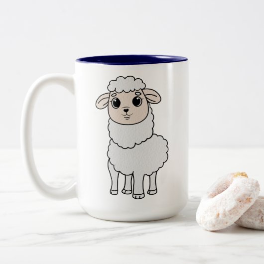 Cute Sheep Tweekleurige Koffiemok (Met donut)