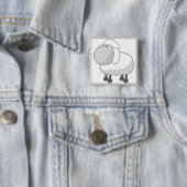 Cute Sheep Vierkante Button 5,1 Cm (In situ)