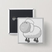 Cute Sheep Vierkante Button 5,1 Cm (Voorkant /achterkant)