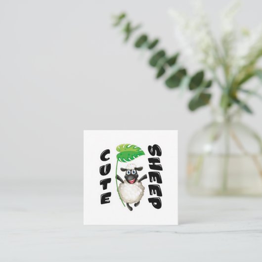 CUTE SHEEP VIERKANTE VISITEKAARTJE (Staand voorkant)