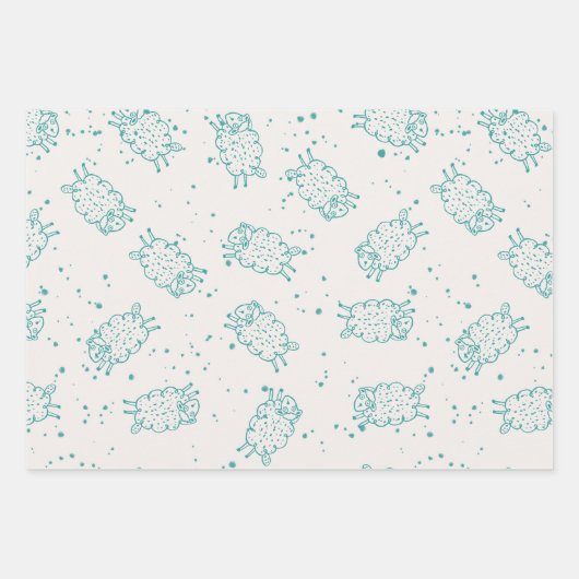 Cute Sheep – Whimsical Seamless Pattern Inpakpapier Vel (Voorkant 3)