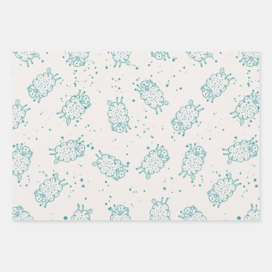 Cute Sheep – Whimsical Seamless Pattern Inpakpapier Vel (Voorkant 2)