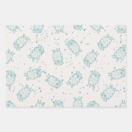 Cute Sheep – Whimsical Seamless Pattern Inpakpapier Vel (Voorkant)