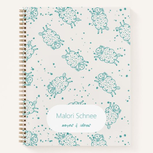 Cute Sheep – Whimsical Seamless Pattern Notitieboek (Voorkant)