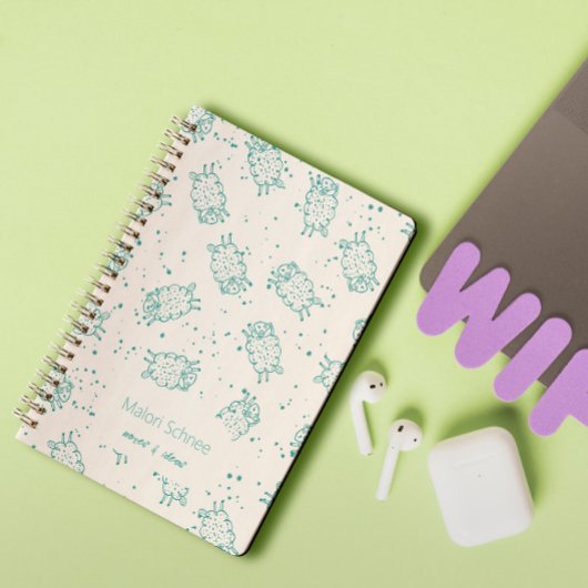 Cute Sheep – Whimsical Seamless Pattern Notitieboek