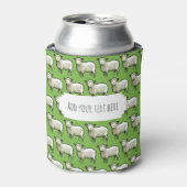 Cute Sheep White & Woolly Flock Pixel Art Pattern Blikjeskoeler (Blikje Voorkant)