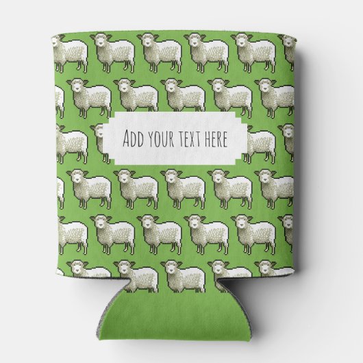 Cute Sheep White & Woolly Flock Pixel Art Pattern Blikjeskoeler (Achterkant)