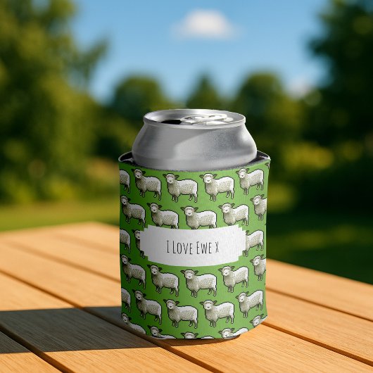 Cute Sheep White & Woolly Flock Pixel Art Pattern Blikjeskoeler