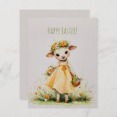 Cute sheep with flower crown for Easter holiday Feestdagenkaart (Voorkant / Achterkant)