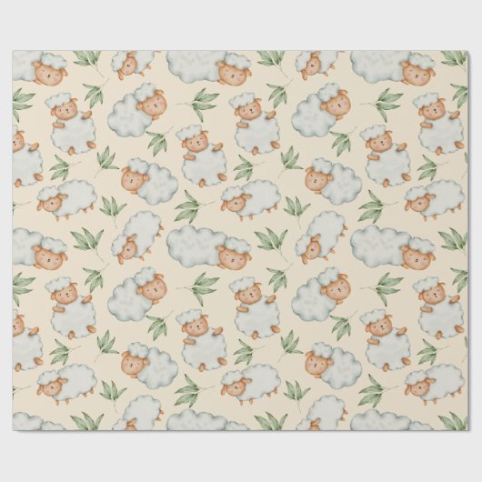 Cute Sheep Wrapping Paper Cadeaupapier (Vlak)