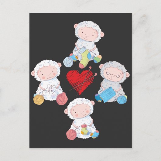 Cute Sheep Yarn Knitting Socks Crochet Grandmoeder Briefkaart (Voorkant)