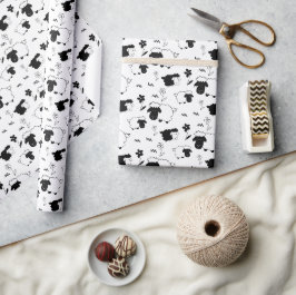 Cute Sheeps Illustratie zwart-wit Cadeaupapier