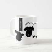 Cute Sheeps Illustratie zwart-wit Koffiemok (Voorkant links)