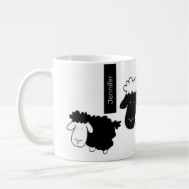 Cute Sheeps Illustratie zwart-wit Koffiemok
