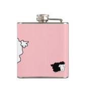 Cute Sheeps Illustratie zwart-wit op zwart Heupfles (Achterkant)