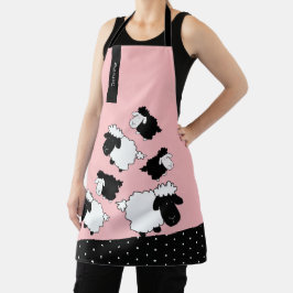 Cute Sheeps Illustratie zwart-wit op zwart Schort