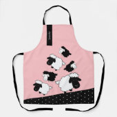 Cute Sheeps Illustratie zwart-wit op zwart Schort (Voorkant)