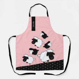 Cute Sheeps Illustratie zwart-wit op zwart Schort