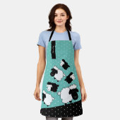 Cute Sheeps Illustratie zwart-wit Schort (Gedragen)