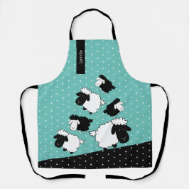 Cute Sheeps Illustratie zwart-wit Schort