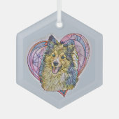 Cute Sheltie Dog Ma Lover Heart Glas Ornament (Voorkant)