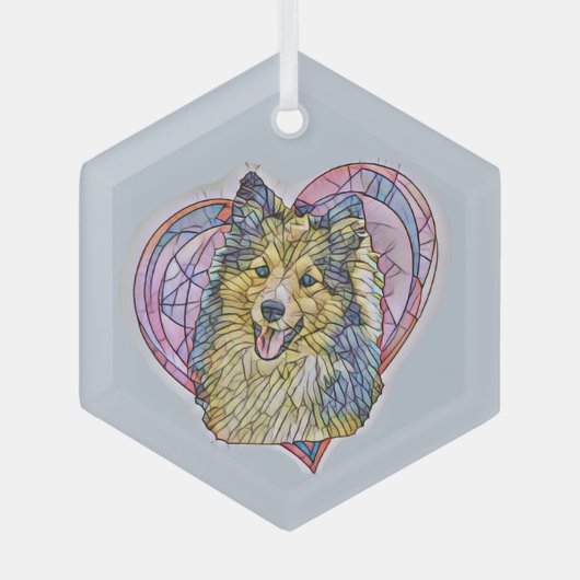 Cute Sheltie Dog Ma Lover Heart Glas Ornament (Voorkant)