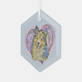 Cute Sheltie Dog Ma Lover Heart Glas Ornament (Voorkant links)