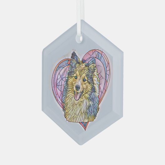 Cute Sheltie Dog Ma Lover Heart Glas Ornament (Voorkant links)