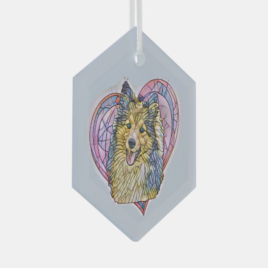 Cute Sheltie Dog Ma Lover Heart Glas Ornament (Voorkant Rechts)
