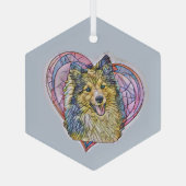 Cute Sheltie Dog Ma Lover Heart Glas Ornament (Achterkant)