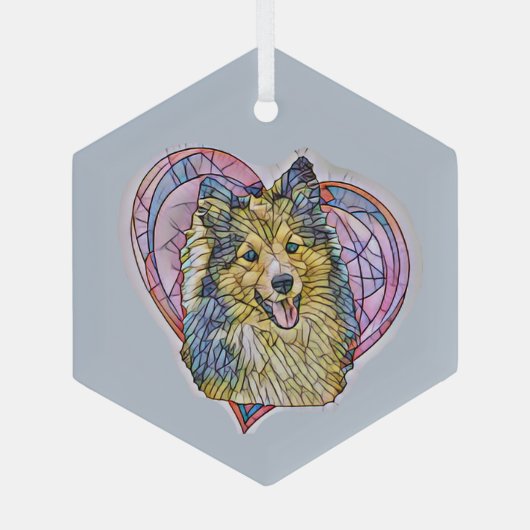 Cute Sheltie Dog Ma Lover Heart Glas Ornament (Achterkant)