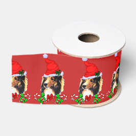 Cute Sheltie kerst Merry Grosgrain Lint