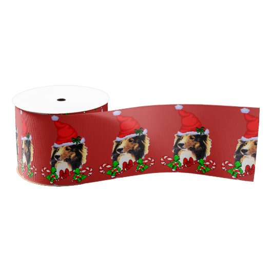 Cute Sheltie kerst Merry Grosgrain Lint (Spoel)