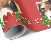 Cute Sheltie Santa Kerstkerstmis Cadeaupapier (Rol Hoek)