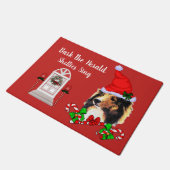 Cute Sheltie Santa Kerstkerstmis Deurmat (Schuin)