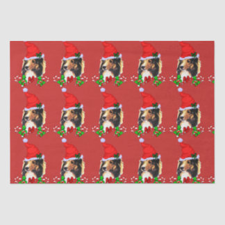 Cute Sheltie Santa Kerstkerstmis Tissuepapier