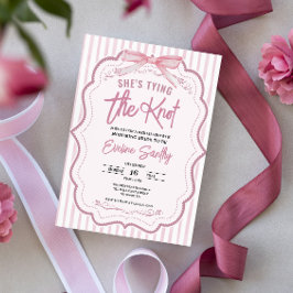 Cute She's Tying the Knot Pink White Bridal Shower Kaart