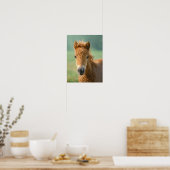 Cute Shetland Pony Foal Horse Head Frontale Foto - Poster (Keuken)