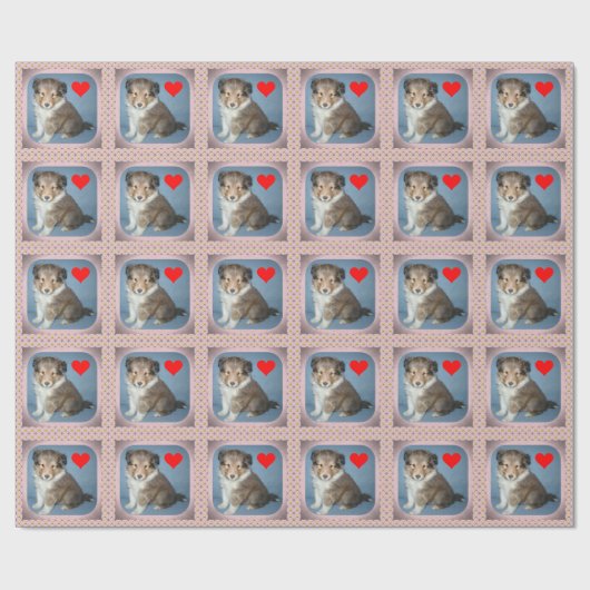 Cute Shetland Sheepdog Puppy Gift Wrapping Paper Cadeaupapier (Vlak)