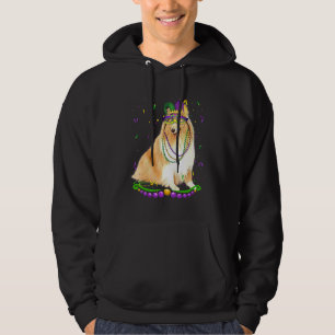 Cute Shetland Wearing Carnival Mask Mardi Gras Dog Hoodie