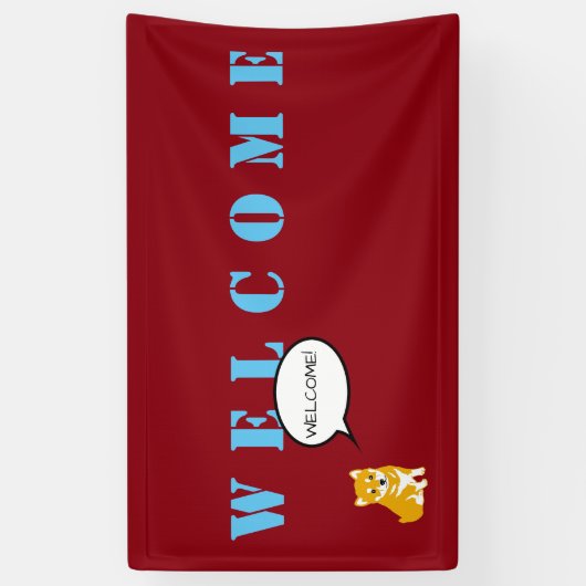Cute Shiba Dog Year Speech Bubble Welcome Banner (Verticaal)