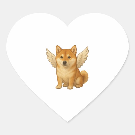 Cute Shiba Inu angel cartoon happy dog Hart Sticker (Voorkant)