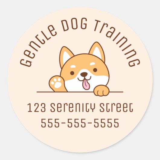 Cute Shiba Inu Corgi Dog Peking beige Ronde Sticker (Voorkant)