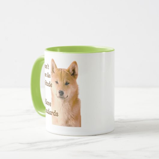 Cute Shiba Inu Dog Attitude and Standards Mok (Voorkant links)