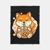 Cute Shiba Inu Dog Bubble Boba Tea Anime Kawaii Ne Fleece Deken (Voorkant)