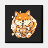 Cute Shiba Inu Dog Bubble Boba Tea Anime Kawaii Ne Magneet (Voorkant)