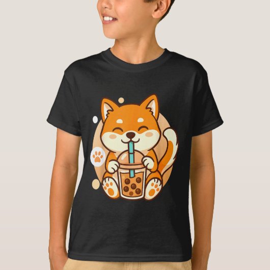 Cute Shiba Inu Dog Bubble Boba Tea Anime Kawaii Ne T-shirt (Voorkant)