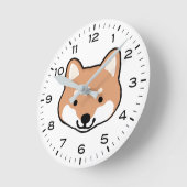 Cute Shiba Inu Dog Cartoon Ronde Klok (Hoek)
