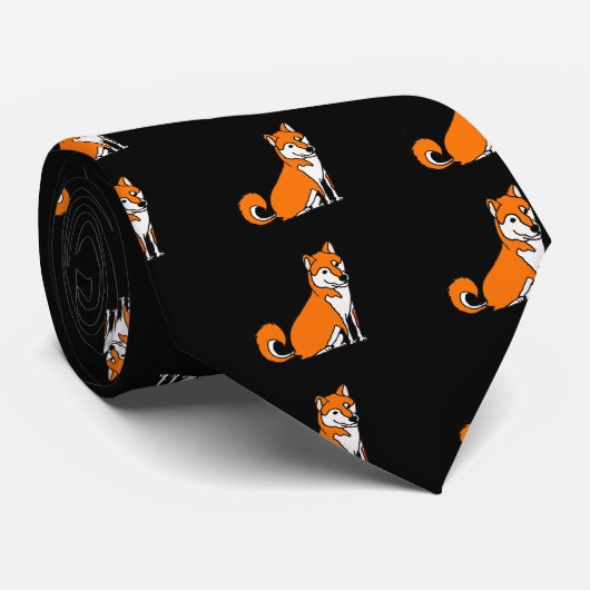 Cute Shiba Inu Dog Cartoon Stropdas (Opgerold)