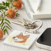 Cute Shiba Inu Dog Portret Sleutelhanger (Voorkant Rechts)